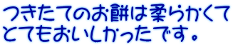 つきたてのお餅は柔らかくて とてもおいしかったです。