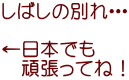 しばしの別れ・・・  ←日本でも 　頑張ってね！