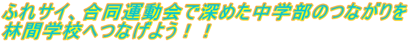 ふれサイ、合同運動会で深めた中学部のつながりを 林間学校へつなげよう！！