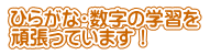 ひらがな・数字の学習を 頑張っています！