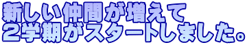 新しい仲間が増えて 2学期がスタートしました。